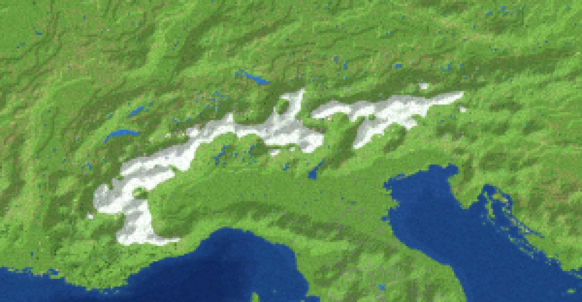 The Alps on the Meridian map